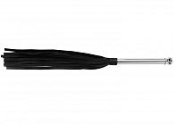 Купить Черная многохвостая плеть с металлической ручкой - 45 см. в Москве.