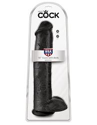 Купить Чёрный фаллоимитатор-гигант 15  Cock with Balls - 40,6 см. в Москве.