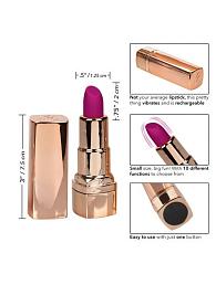 Купить Золотистый вибратор-помада с пурпурным мягким кончиком Hide   Play Rechargeable Lipstick в Москве.