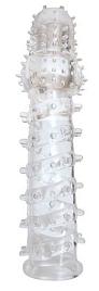 Купить Закрытая прозрачная рельефная насадка с шипиками Crystal sleeve - 13,5 см. в Москве.