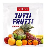 Купить Пробник гель-смазки Tutti-frutti со вкусом тропических фруктов - 4 гр. в Москве.