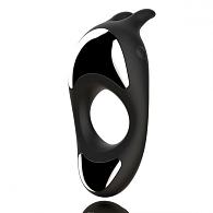 Купить Черное эрекционное кольцо с двумя моторами Zeus Dual Vibe Cock Ring в Москве.