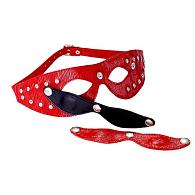 Купить Красная кожаная маска со съёмными шорами в Москве.