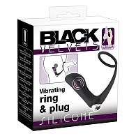 Купить Черное эрекционное кольцо с анальной вибропробкой Vibrating Ring   Plug в Москве.