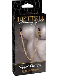 Купить Чёрные с золотом зажимы на соски Gold Chain Nipple Clamps в Москве.