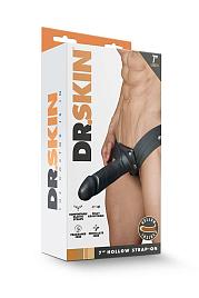 Купить Черный мужской страпон DR. SKIN 7INCH HOLLOW STRAP ON - 17 см. в Москве.