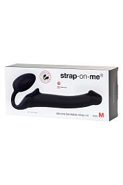 Купить Черный безремневой страпон Silicone Bendable Strap-On M в Москве.