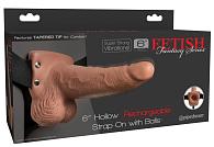 Купить Кофейный перезаряжаемый вибрострапон 6  Hollow Rechargeable Strap-On Remote - 17,5 см. в Москве.