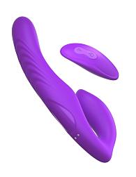 Купить Фиолетовый безремневой вибрострапон с пультом Ultimate Strapless Strap-On - 22,22 см. в Москве.