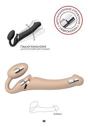 Купить Телесный безремневой вибрострапон Silicone Bendable Strap-On M в Москве.