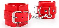 Купить Красные наручники на регулируемых ремешках с цепочкой в Москве.